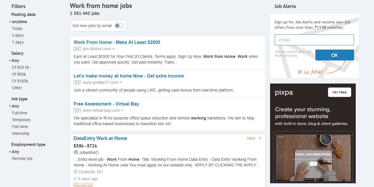 Jooble Filter the Job Search