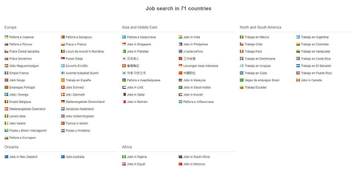 Jooble Jobs in 71 Countries