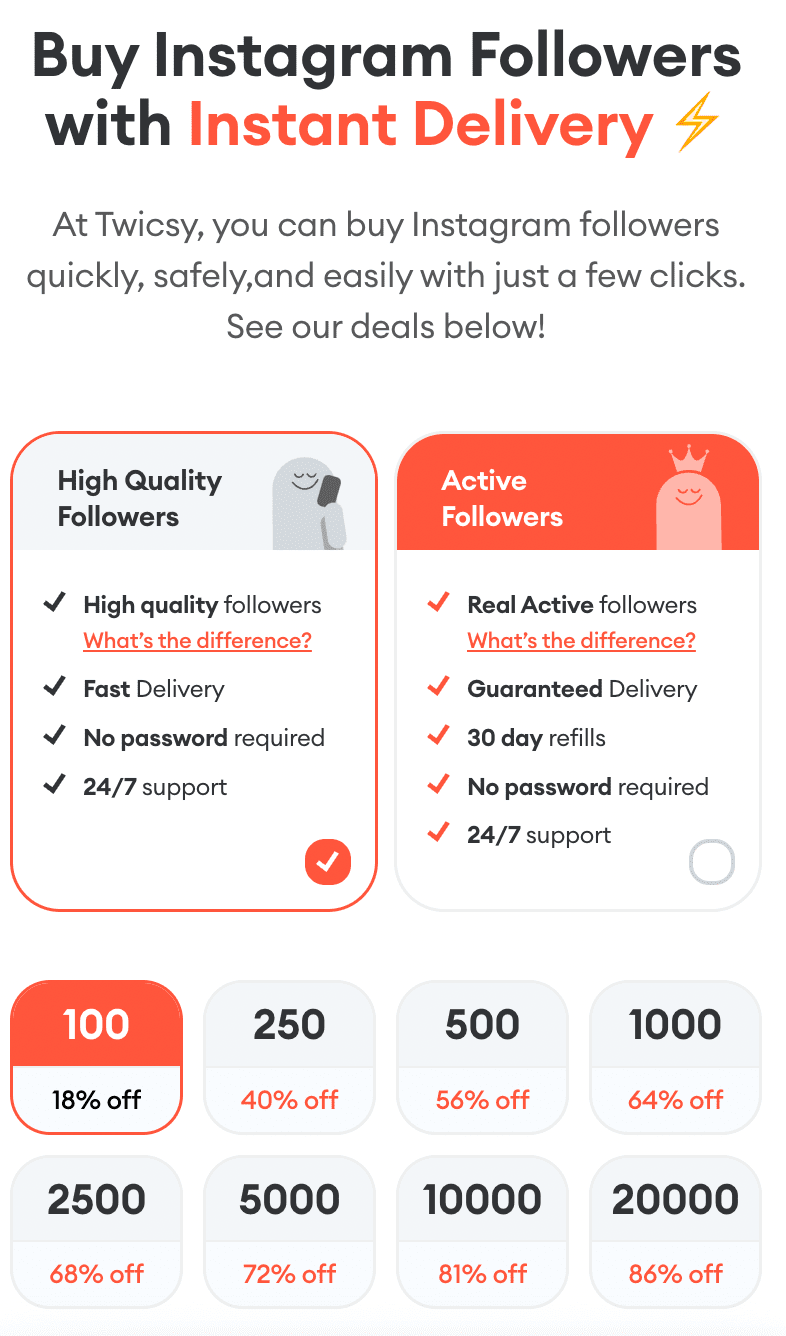 Buy Instagram followers with Instant Delivery