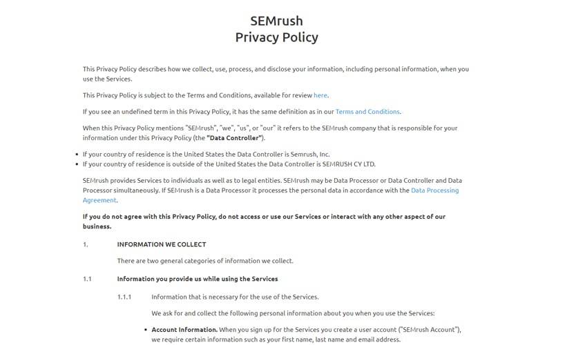 semrush-single-review-Privacy-policy